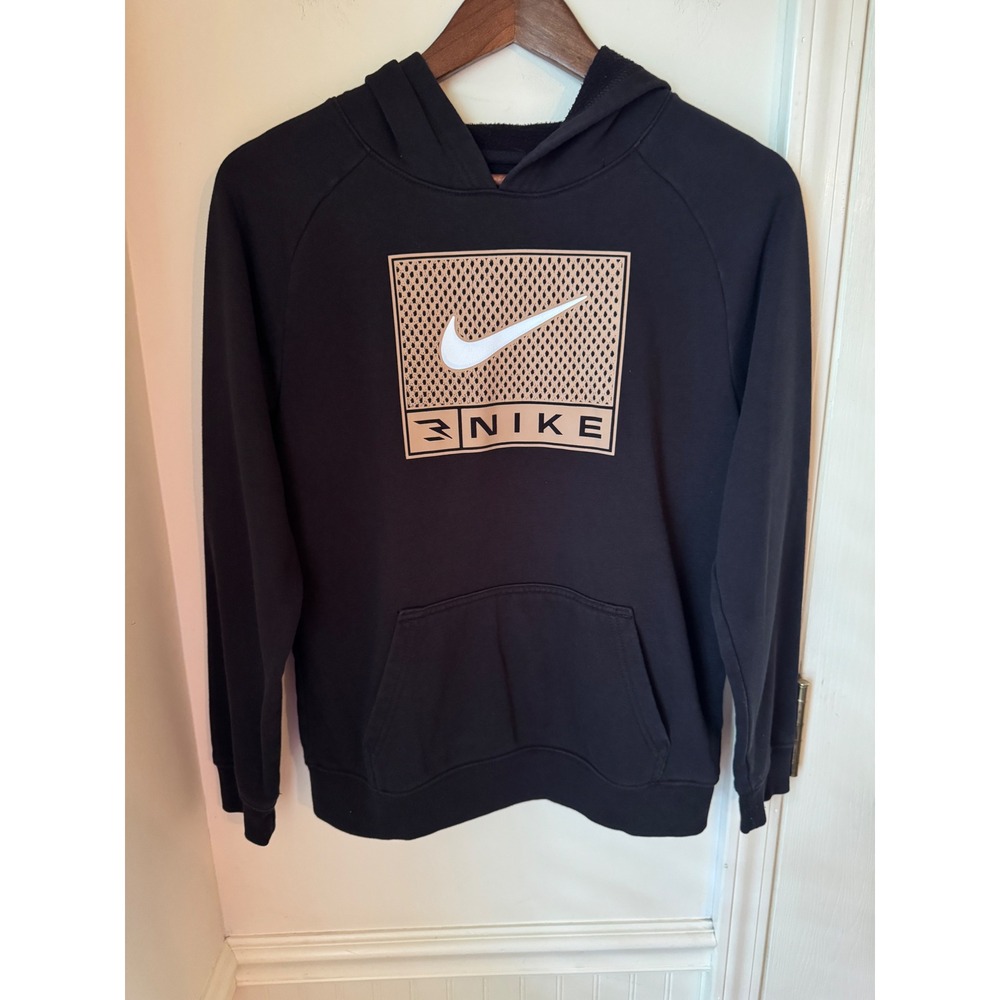 Nike Kids Black Pullover Hoodie Fleece Graphic Swoosh 1305-023 Large 12-13 YRS